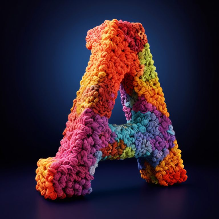 realistic knitted letter